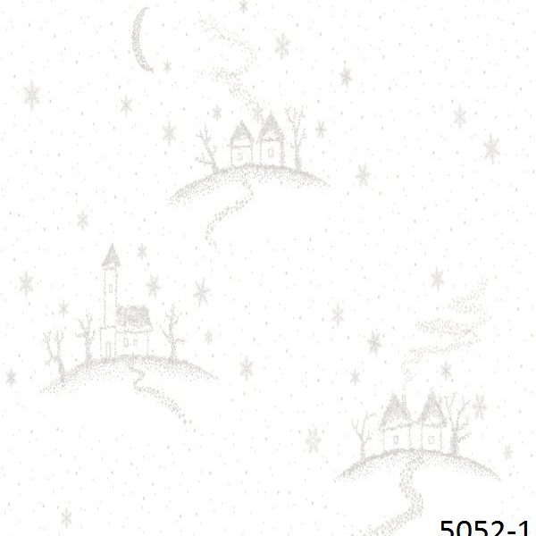 PAPEL TAPIZ INFANTIL DREAM WORLD (Casitas Gris Fondo Blanco) COD 5052-1